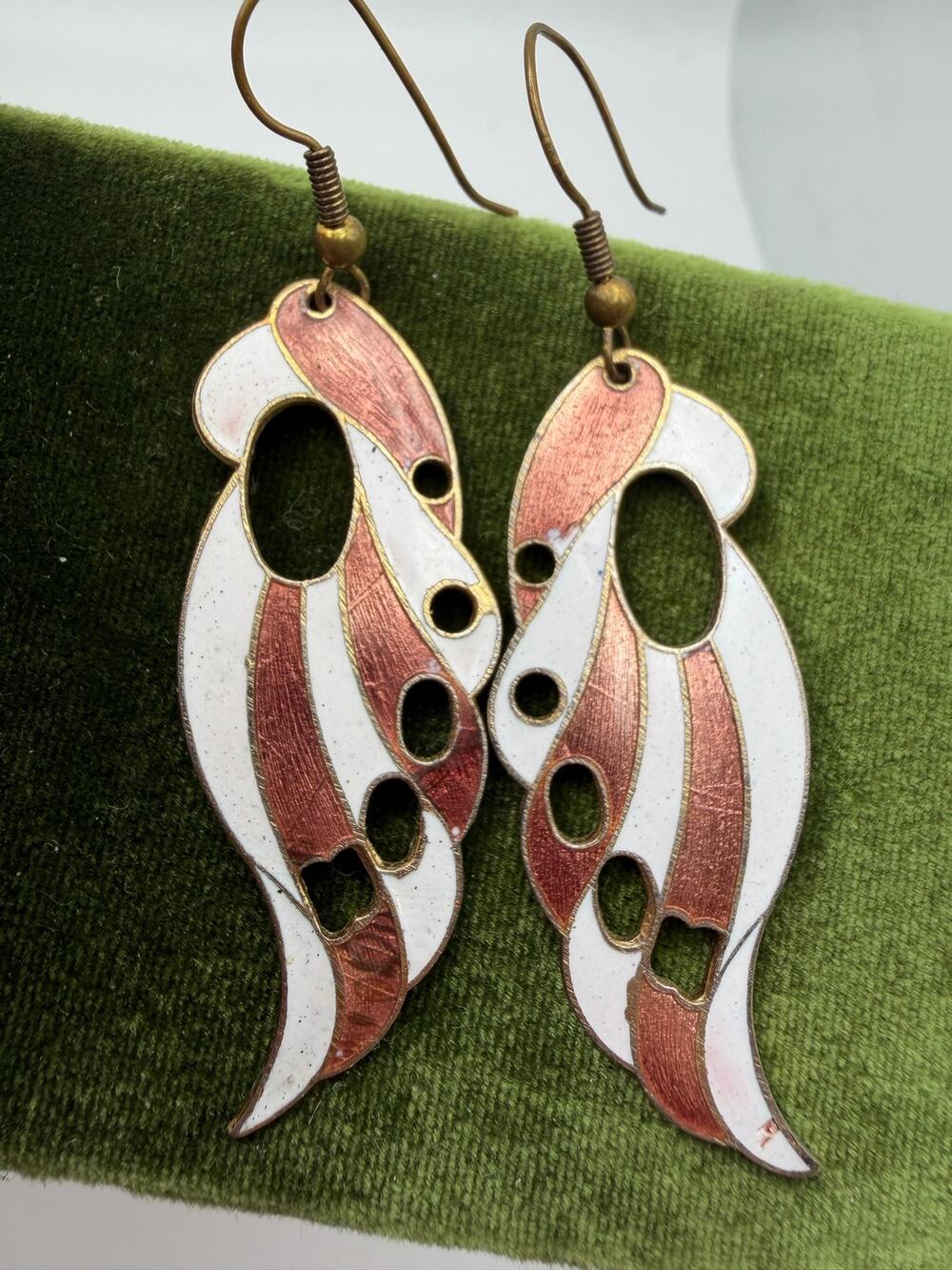 vintage openwork cloisonné enamel earrings,
